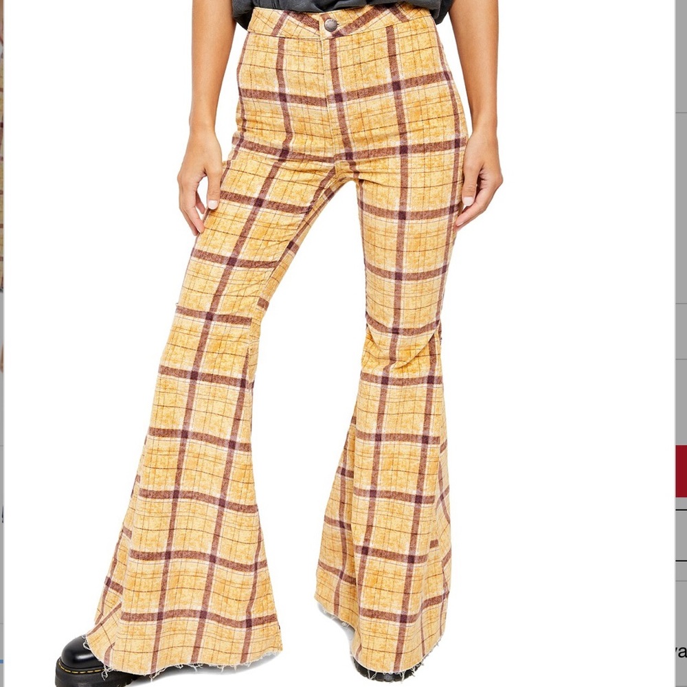 NWT free people flare plaid pant